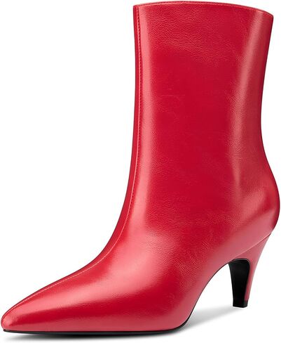 HDEUOLM Womens Mid Kitten Heel Pointed Toe Ankle Boots Short Bootie Slip-on Casual Dress Boots in Saudi Arabia