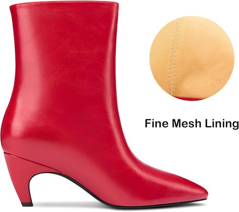 HDEUOLM Womens Mid Kitten Heel Pointed Toe Ankle Boots Short Bootie Slip-on Casual Dress Boots in Saudi Arabia