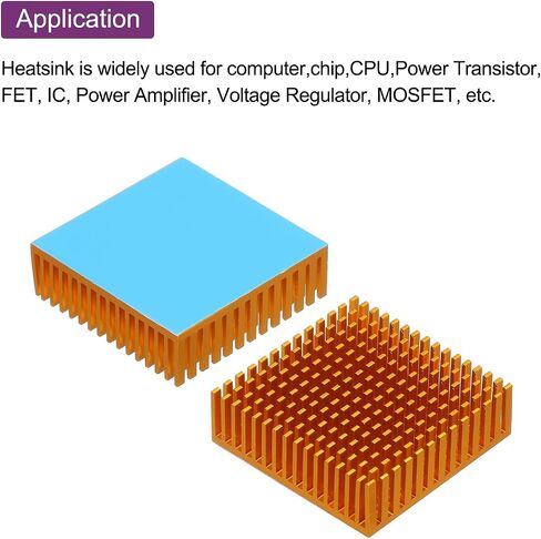 MECCANIXITY 1Pcs 50x50x15mm Heatsink Aluminum Radiator Heat Sink Cooling with Thermal Blue Sticker for Chip CPU, Power Transistor, FET, IC, Power Amplifier,Black in Kuwait
