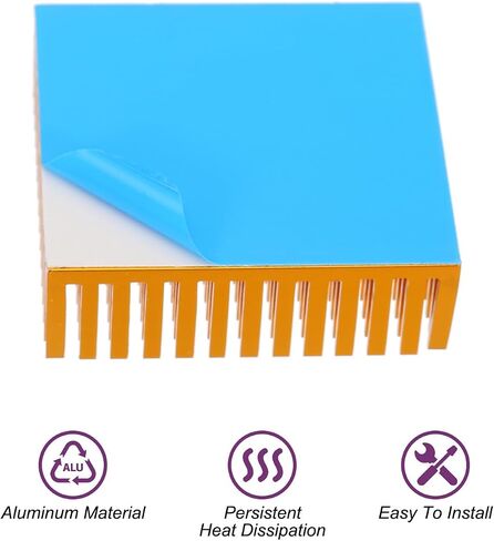 MECCANIXITY 1Pcs 50x50x15mm Heatsink Aluminum Radiator Heat Sink Cooling with Thermal Blue Sticker for Chip CPU, Power Transistor, FET, IC, Power Amplifier,Black in Kuwait