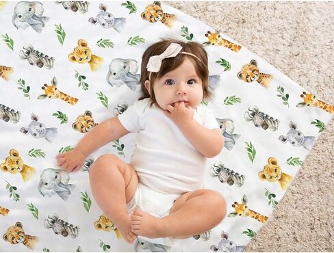 بطانيات الأطفال من Safari Jungle Animals للجنسين الأولاد والبنات، بطانيات مينكي ناعمة لغرف الأطفال مع دعامة منقط بطبقة مزدوجة، عربة أطفال حديثي الولادة تستقبل الأطفال الصغار سرير أطفال رضع، مقاس 76.2 سم × 101.6 سم in Kuwait