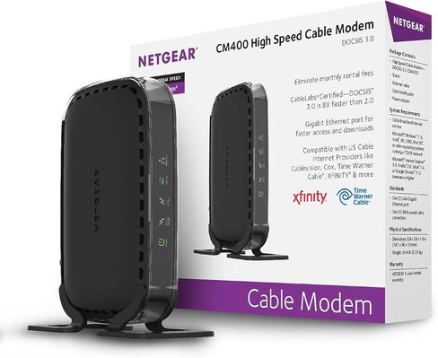 NETGEAR Cable Modem CM400 Compatible with Cable Providers Xfinity by Comcast, Spectrum, Cox | For Cable Plans Up to 100 Mbps | DOCSIS3.0, Black (CM400-100NAS) (Renewed) in Saudi Arabia
