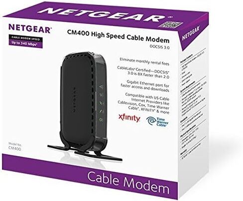 NETGEAR Cable Modem CM400 Compatible with Cable Providers Xfinity by Comcast, Spectrum, Cox | For Cable Plans Up to 100 Mbps | DOCSIS3.0, Black (CM400-100NAS) (Renewed) in Saudi Arabia