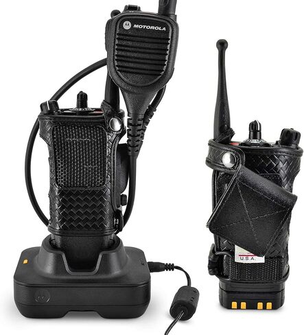Turtleback Radio Holster for Motorola APX6000 – Durable Basket Weave Leather Radio Holster with Heavy-Duty Ratcheting 2.25" Belt Loop – All-Button Access – Fits Slim or Extended Battery in Saudi Arabia