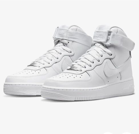 Nike Women's Air Force 1 High Triple White أبيض/أبيض-أبيض (نظام مقاسات الأحذية الأمريكية، للبالغين، للنساء، رقمي، متوسط، 10) in Saudi Arabia