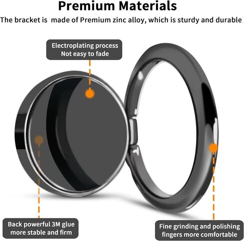 Smooth Alloy Phone Ring Grip Holder, 360 Rotation finger ring Kickstand for iPhone, iPad, Samsung, and all Smartphones Tablets (PRG-B) in Saudi Arabia