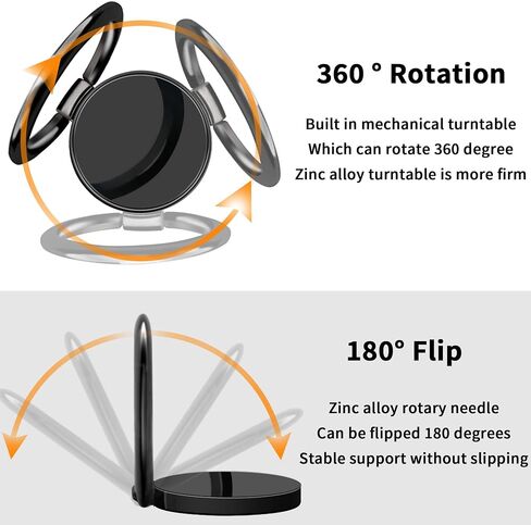 Smooth Alloy Phone Ring Grip Holder, 360 Rotation finger ring Kickstand for iPhone, iPad, Samsung, and all Smartphones Tablets (PRG-B) in Saudi Arabia