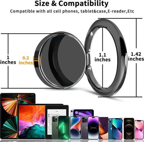 Smooth Alloy Phone Ring Grip Holder, 360 Rotation finger ring Kickstand for iPhone, iPad, Samsung, and all Smartphones Tablets (PRG-B) in Saudi Arabia