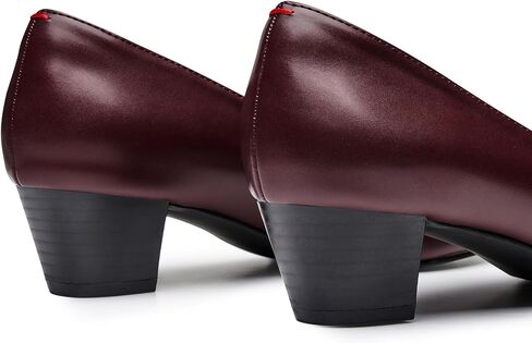 Trary Low Black Nude Blue Red Heels for Women Closed Round Toe Chunky Block 1.8 Inch Women's Heels Pumps Comfortable Dressy Work Casual PU Shoes for Wedding Office Business in Saudi Arabia