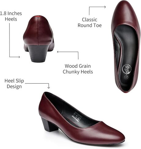 Trary Low Black Nude Blue Red Heels for Women Closed Round Toe Chunky Block 1.8 Inch Women's Heels Pumps Comfortable Dressy Work Casual PU Shoes for Wedding Office Business in Saudi Arabia