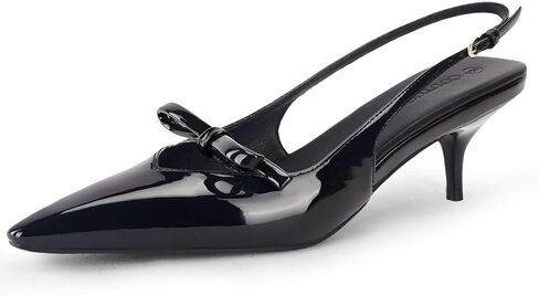 Coutgo Womens Bow Slingback Heels Low Kitten Heel Pumps Closed Pointed Toe Party Wedding Dress Shoes in Saudi Arabia