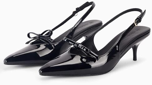 Coutgo Womens Bow Slingback Heels Low Kitten Heel Pumps Closed Pointed Toe Party Wedding Dress Shoes in Saudi Arabia