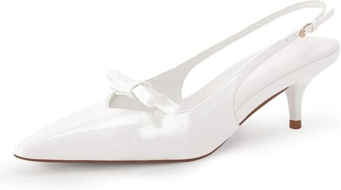 Coutgo Womens Bow Slingback Heels Low Kitten Heel Pumps Closed Pointed Toe Party Wedding Dress Shoes in Saudi Arabia