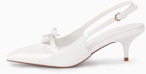 Coutgo Womens Bow Slingback Heels Low Kitten Heel Pumps Closed Pointed Toe Party Wedding Dress Shoes in Saudi Arabia