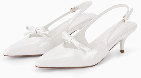 Coutgo Womens Bow Slingback Heels Low Kitten Heel Pumps Closed Pointed Toe Party Wedding Dress Shoes in Saudi Arabia