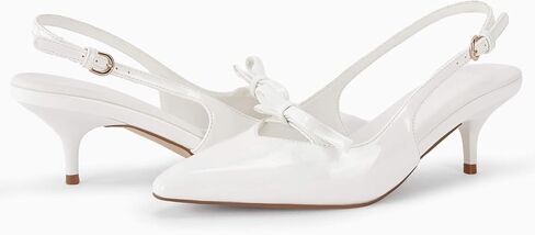 Coutgo Womens Bow Slingback Heels Low Kitten Heel Pumps Closed Pointed Toe Party Wedding Dress Shoes in Saudi Arabia