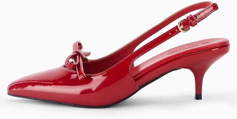 Coutgo Womens Bow Slingback Heels Low Kitten Heel Pumps Closed Pointed Toe Party Wedding Dress Shoes in Saudi Arabia