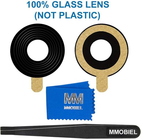 MMOBIEL Back Rear Camera Glass Lens Replacement Compatible with iPhone 12 Pro 2020 - Incl. Double Sided Adhesive, Tweezer and Cloth - Black in Saudi Arabia