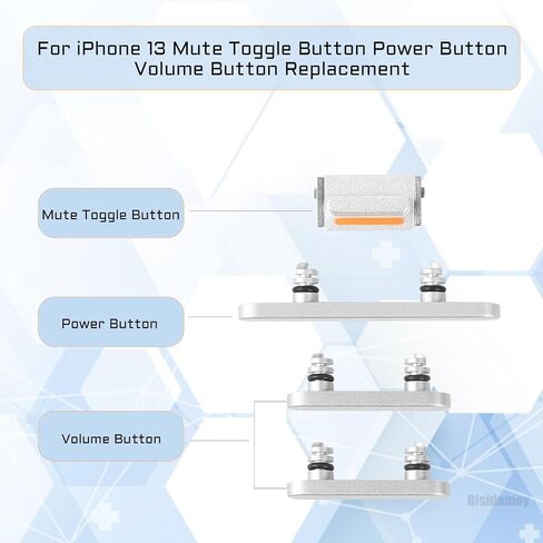 مجموعة أزرار التحكم في مستوى الصوت وزر كتم الصوت لهاتف iPhone 13 مع خطاف وإبزيم لاستبدال مفتاح كتم الصوت الاهتزازي لـ iPhone13 مع أداة إصلاح A2631 A2633 A2634 A2635 A2482 (فضي) in Saudi Arabia