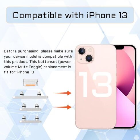 مجموعة أزرار التحكم في مستوى الصوت وزر كتم الصوت لهاتف iPhone 13 مع خطاف وإبزيم لاستبدال مفتاح كتم الصوت الاهتزازي لـ iPhone13 مع أداة إصلاح A2631 A2633 A2634 A2635 A2482 (فضي) in Saudi Arabia