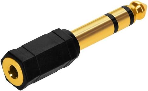 Monoprice 6.35mm (1/4 Inch) Male TRS Stereo Plug to 3.5mm (1/8 Inch) Female TRS Stereo Jack Adapter, Gold Plated, Black in Saudi Arabia