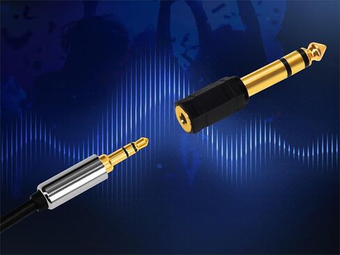 Monoprice 6.35mm (1/4 Inch) Male TRS Stereo Plug to 3.5mm (1/8 Inch) Female TRS Stereo Jack Adapter, Gold Plated, Black in Saudi Arabia