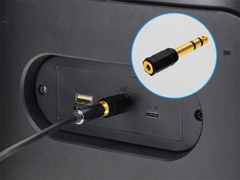 Monoprice 6.35mm (1/4 Inch) Male TRS Stereo Plug to 3.5mm (1/8 Inch) Female TRS Stereo Jack Adapter, Gold Plated, Black in Saudi Arabia