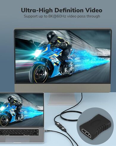 وصلة HDMI 8 حزم، محول HDMI أنثى إلى أنثى 4K@60 هرتز، موسع HDMI 2.0 لكابلات HDMI، موصل HDMI متوافق مع الكمبيوتر المحمول، الكمبيوتر الشخصي، الكمبيوتر الشخصي، الشاشة، تلفزيون روكو in Kuwait