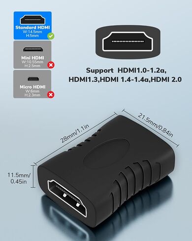HDMI Coupler 6 Pack, 4K@60Hz HDMI Female to Female Adapter, HDMI 2.0, Extender for HDMI Cables, 3D HDMI Connector Compatible with HDTV, Roku TV, Stick, Chromecast Nintendo, Switch, Xbox, PS5/4 Laptop in Saudi Arabia