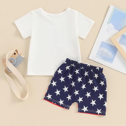 4th of July Baby Boy Outfit Short Sleeve T Shirt Shorts Set Toddler Baby Boy Summer Clothes in Saudi Arabia