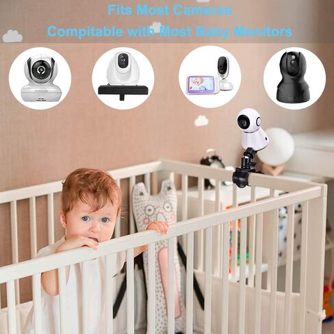 Baby Camera Monitor Mount Bracket, 360 Degrees Rotatable Adjustable Holder Flexible Camera Stand for Crib Nursery in Kuwait