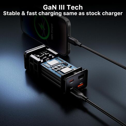 شاحن USB C AmpNergy 6 في 1 شحن سريع 65 وات - محطة شحن مكتبية USB C لشريط الطاقة المحمول GaN III مع 2AC، 2 USB-C، 2 USB-A، 4X شحن سريع لأجهزة MacBook، وأجهزة الكمبيوتر المحمولة، وiPhone، وSamsung، وiPad، وPS5 in Kuwait