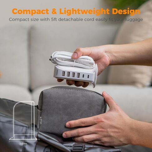 40W USB Charging Station for Multiple Devices, TESSAN USB C Charger Block for iphone13/14/15, Tablet, Earphone with 6 USB Blocks(2 USB C) USB Charging Tower for Home Office Travel Accessories in Saudi Arabia