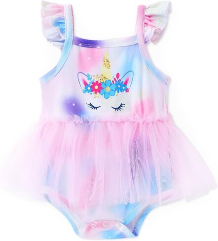 PATPAT Baby Girl Ruffle Sleeve Onesie Romper Tulle Dress Bodysuit Toddler Girl Party Birthday Princess Tutu 0-18 Months in Saudi Arabia