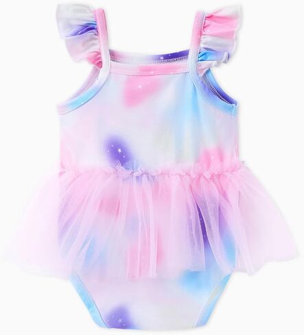 PATPAT Baby Girl Ruffle Sleeve Onesie Romper Tulle Dress Bodysuit Toddler Girl Party Birthday Princess Tutu 0-18 Months in Saudi Arabia
