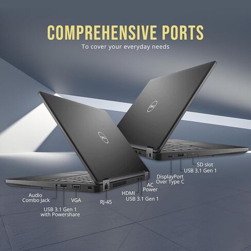 DELL Latitude 5490 14" FHD Business Laptop, Intel i5-8350U Quad Processor, 16GB RAM, 512GB PCIe SSD, ‎Intel UHD Graphics, Backlit Keyboard, HD Webcam, Windows 11 Pro, Black in Saudi Arabia
