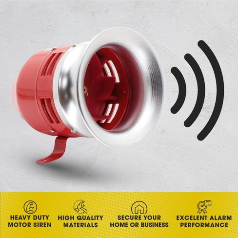 Motor Horn Siren 12 V Decibel Security (112 Decibels), MS-390 Fire Alarm Siren Air Raid Siren for Home, Residential Areas, Industries, Stores and Security Alarm System in Saudi Arabia