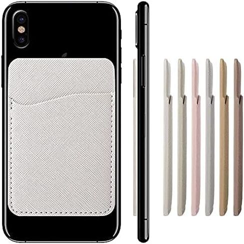 Frienda 6 Pieces Phone Card Pocket Holder Phone Card Stick PU Leather Cell Phone Card Pocket, ID Credit Card Wallet Phone Case Pouch for Back of Phone Compatible with Most Smartphones (Peal Color) in Saudi Arabia
