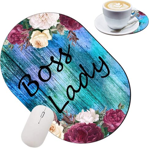 Gaming Mouse Pad with Coasters Set, Boss Lady Design Mouse Pad Non-Slip Rubber Mousepad Office Accessories Desk Decor Mouse Pads for Computers Laptop in Saudi Arabia