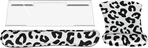 MOSISO Computer Keyboard Stand&Keyboard Wrist Rest&Mouse Pad with Wrist Rest, Leopard Spots Ergonomic Keyboard Wrist Rest Set, Easy Typing Working Acrylic Clear Keyboard Stand for Office Home, White in Saudi Arabia