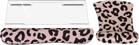 MOSISO Computer Keyboard Stand&Keyboard Wrist Rest&Mouse Pad with Wrist Rest, Leopard Spots Ergonomic Keyboard Wrist Rest Set, Easy Typing Working Acrylic Clear Keyboard Stand for Office Home, White in Saudi Arabia