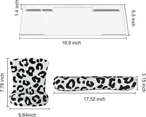 MOSISO Computer Keyboard Stand&Keyboard Wrist Rest&Mouse Pad with Wrist Rest, Leopard Spots Ergonomic Keyboard Wrist Rest Set, Easy Typing Working Acrylic Clear Keyboard Stand for Office Home, White in Saudi Arabia