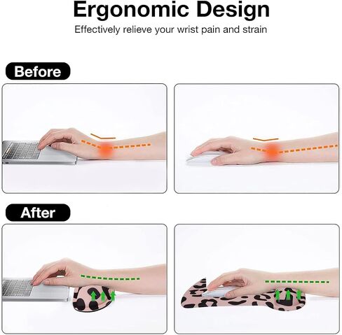 MOSISO Computer Keyboard Stand&Keyboard Wrist Rest&Mouse Pad with Wrist Rest, Leopard Spots Ergonomic Keyboard Wrist Rest Set, Easy Typing Working Acrylic Clear Keyboard Stand for Office Home, White in Saudi Arabia