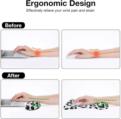 MOSISO Computer Keyboard Stand&Keyboard Wrist Rest&Mouse Pad with Wrist Rest, Leopard Spots Ergonomic Keyboard Wrist Rest Set, Easy Typing Working Acrylic Clear Keyboard Stand for Office Home, White in Saudi Arabia