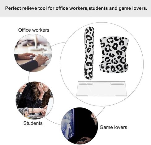 MOSISO Computer Keyboard Stand&Keyboard Wrist Rest&Mouse Pad with Wrist Rest, Leopard Spots Ergonomic Keyboard Wrist Rest Set, Easy Typing Working Acrylic Clear Keyboard Stand for Office Home, White in Saudi Arabia