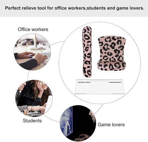 MOSISO Computer Keyboard Stand&Keyboard Wrist Rest&Mouse Pad with Wrist Rest, Leopard Spots Ergonomic Keyboard Wrist Rest Set, Easy Typing Working Acrylic Clear Keyboard Stand for Office Home, White in Saudi Arabia