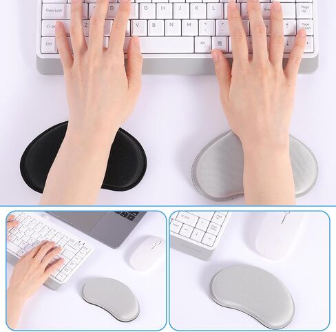 2 Pcs Ergonomic Wrist Rests, Anti-Skid Wrist Pad for Mouse, Mouse Wrist Support Pain Relief, Memory Foam Mouse Wrist Pad for Computer, Laptop, Office, Home, School(Black, Grey) in Saudi Arabia