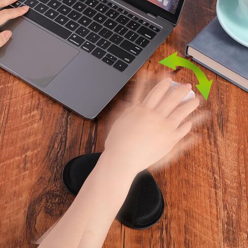 2 Pcs Ergonomic Wrist Rests, Anti-Skid Wrist Pad for Mouse, Mouse Wrist Support Pain Relief, Memory Foam Mouse Wrist Pad for Computer, Laptop, Office, Home, School(Black, Grey) in Saudi Arabia