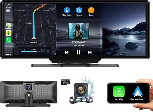 شاشة CarPlay لاسلكية محمولة للسيارة - شاشة تشغيل سيارة مقاس 10.26 بوصة وستيريو متوافقة مع Apple CarPlay وAndroid Auto - مشغل وسائط متعددة، بلوتوث، شاشة ملاحة لجميع المركبات in Saudi Arabia