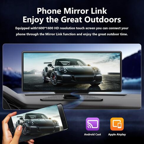 شاشة CarPlay لاسلكية محمولة للسيارة - شاشة تشغيل سيارة مقاس 10.26 بوصة وستيريو متوافقة مع Apple CarPlay وAndroid Auto - مشغل وسائط متعددة، بلوتوث، شاشة ملاحة لجميع المركبات in Saudi Arabia
